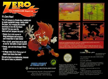 Zero the Kamikaze Squirrel (Europe) (Rev 1) box cover back